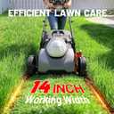 Litheli 14 Inch Cordless Lawn Mower, Brushless Battery Powered Push Mower with 5.0Ah Battery, 5-Position Height, 9-Gallon Bag, Lightweight Grass Cutter for Small to Mid-Sized Yards
