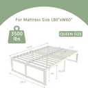 VYM 16 Inch Bed Frame Queen Size, Heavy Duty Platform Bed Frame Support 3500 LBS, No Box Spring Needed, DIY Headboard, Anti-Slip Mattress Stopper, Round Corner Leg, Easy Assembly, White