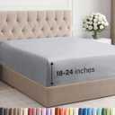 Extra Deep Queen Fitted Sheet - Hotel Luxury Single Fitted Sheet Only - Easily Fits 18 inch to 24 inch Mattress - Ultra Soft, Wrinkle & Fade Free w/Extra Deep Pocket - Breathable & Comfy - Steel Blue