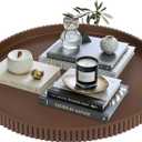 Gurfuy 24" Round Extra Ottoman Serving Tray - Rustic Wooden Table Tray for Farmhouse Decorative Oversized Coffee Table Trays Living Room Kitchen Counter Breakfast Brown