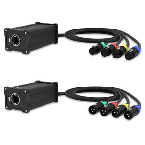PRORECK 4-Channel XLR to Ethercon RJ45 Cat6 Snake Cable 3-Pin DMX & Audio Extender, 3 Feet, Ideal for Stage Lighting, Live Sound & Recording Studios (Female and Male Pair)