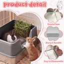 Zonon Extra Large Rabbit Litter Box, 23.6" L x 15.7" W x 12.4" H Stainless Steel Rabbit Litter Box with Lid, Hay Feeder with Hooks, Footed Metal Grid, Easy to Clean for Medium and Large Rabbits