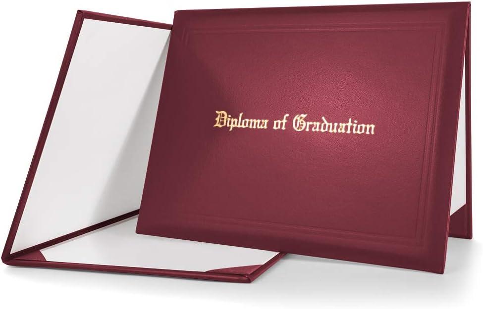 GraduationMall Imprinted Diploma Cover for Certificate 8.5''x 11'' Red,1-Pack (Maroon)
