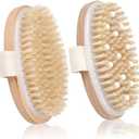 2 Pack Dry Brushing Body Brush, Natural Bristle Exfoliating Brush with Massage Nodes, for Lymphatic Drainage and Improving Skin Health and Reduces Acne