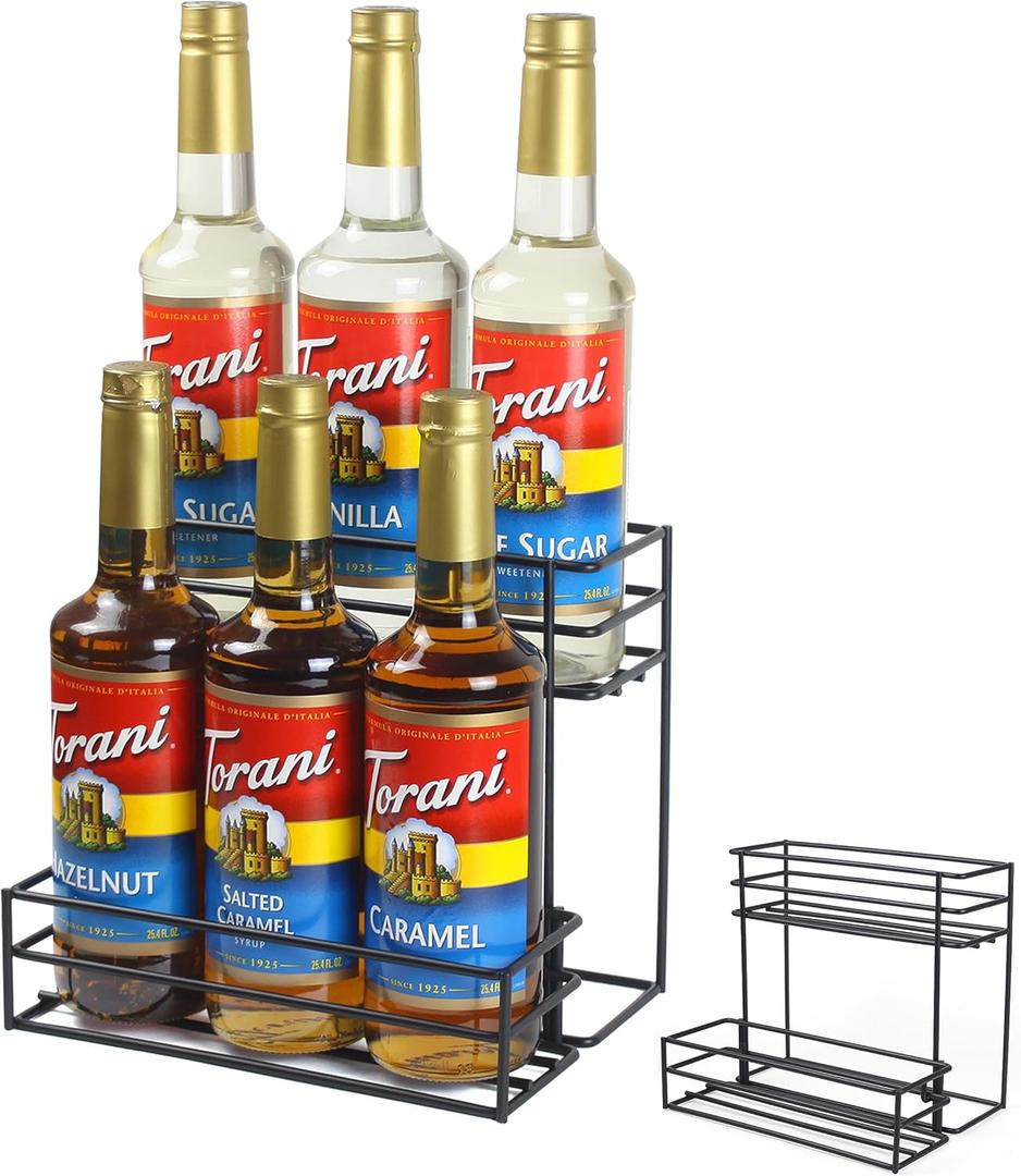 Coffee Syrup Rack (6 Bottle Capacity)Coffee Syrup Organizer for Coffee Bar Kitchen.Small Wine Rack for Bar Family Storage for Syrup Wine Dressing