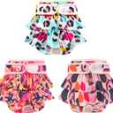 Washable Dog Diapers Female 3 Pack Reusable Premium Highly Absorbent Doggie Diapers, Flexible Puppy Diapers, Durable Leak-Proof Leopard Dog Diapers for Period Heat Incontinence Puppy Training, M