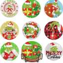 Bekrgwiy Christmas Diamond Art Coasters,8 Pcs Diamond Painting Coasters with Holder,DIY Christmas Coaster with Cork Pads for Tabletop Protection,Holiday Decor Gifts