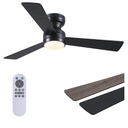 Asyko Ceiling Fans with Lights,46" Low Profile Ceiling Fan with Light, no Remote Control,Flush Mount, Reversible, Dimmable, Noiseless, Black Ceiling Fan for Bedroom