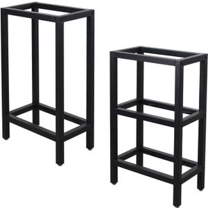 MBQQ Rustic Iron Office & Dining Table Legs with Shelves - Heavy Duty Metal, 28' Height, 17.7' Length, 9.8' Width - Industrial Modern Style - DIY Butcher Block