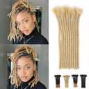 14Inch Dreadlock Extensions Loc Extensions Human Hair 0.6CM 100% Real Human Hair Full Head Handmade Permanent Dreadlocks Extension for Men/Women(14 Inch 30Strands,613#)