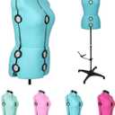 BHD BEAUTY Turquoise 13 Dials Female Fabric Adjustable Mannequin Dress Form for Sewing, Mannequin Body Torso with Tri-Pod Stand, Up to 70" Shoulder Height (M)