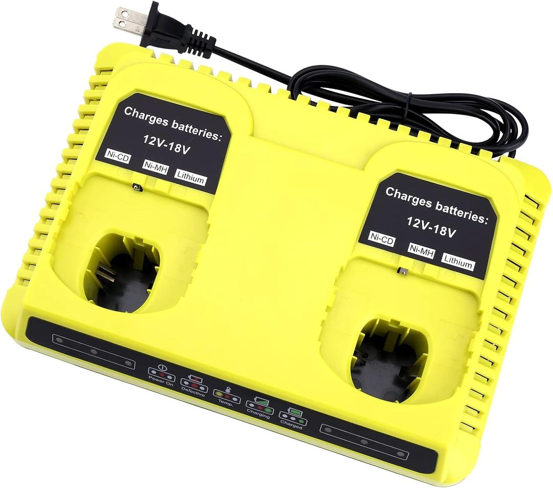 2 Ports P117 Fast Charger for Ryobi 18V Battery ONE+ Max Lithium P100 P102 P103 P105 P107 P108 P117 P118 12V-18V Li-Ion NiCd NiMh Battery