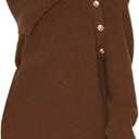 ZAFUL Women's Off The Shoulder Sweater Pullover Knit Cardigan Long Sleeve Loose Going Out Tops (Brown, M)