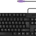 M MC Saite MCSaite Wired PS2 104 Keys Computer Keyboard with Stands,Black,Waterproof - US Layout Compatible for Windows, PC, Laptop