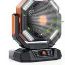 MORIKO 40000mAh Rechargeable Camping Fan,Battery Operated Portable Tent Fan with LED light,  Hook, 270°Pivot, Stepless Speed-Ideal for Camping, Picnic, Barbecue, Jobsite