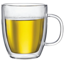 Bodum 15oz Bistro Double Wall Insulated Mug, HighHeat Borosilicate Glass, Set of 1, Clear
