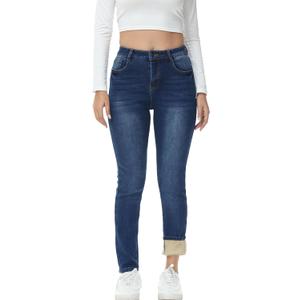 GUNLIRE Women's Fleeced Lined Jeans Winter Skinny Fit High Waisted Thicken Stretch Thermal Warm Pants (6, 3095)
