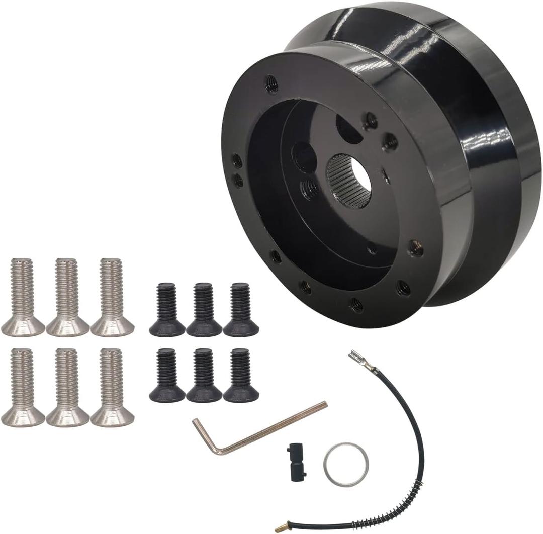 5/6 Hole Steering Wheel Hub Adapter Compatible with GMC Chevy Pontiac Truck Pickup (Black)