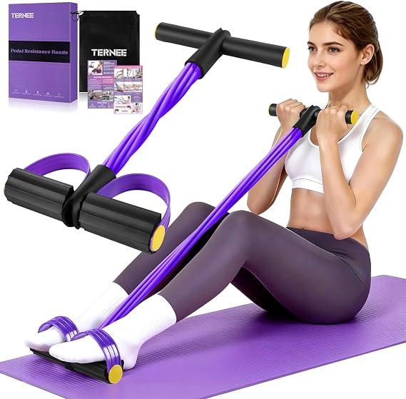 Pedal Resistance Band with Handle， Foot Pedal Resistance Band for Women，Multifunction Exercise Bands for Home Gym Full Body Workout