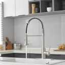 VOTON Kitchen Faucets with Pull Out Sprayer Commercial Spring Sink Faucet Stainless Steel Brushed Nickel Pull Down Single Handle Farmhouse faucets with Deck Plate for Camper Laundry Utility Rv Wet Bar