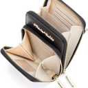 Frida Kahlo Artistic Phone Wallet Crossbody Bag, Floral Butterfly Design, Multi-Compartment with Card Slots, Beige and Black