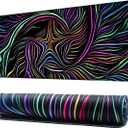 Benvo Extended Mouse Pad with Stitched Edges Extra Large Gaming Mousepads with Non-Slip Rubber Base and Micro-Weave Cloth Desk Mat for Gamer Office Home(35.4x15.7 inch, Colorful Star Line)