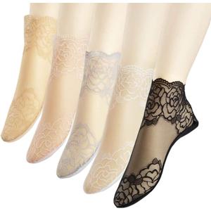 Lace Ankle Socks For Women - 5Pairs ruffle socks women - Fishnet Ankle Women Socks (Colorful)