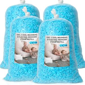 Jecqbor Bean Bag Filler, 20lbs Shredded Memory Foam Filling, Soft Pillow Stuffing Bean Bag Refill Foam for Couch, Cushion, Stuffed Animals, Dog Bed, Arts Crafts (Blue)