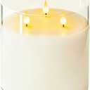 6X6'' Extra Large Flameless Candle 3 Wick Glass Large Candles with Remote Control for Home Decor