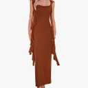 PRETTYGARDEN Women's 2025 Summer Wedding Guest Dress Sleeveless Ruffle Formal Cocktail Party Maxi Bodycon Dresses M