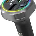 Bluetooth 5.3 Car FM Transmitter, USB C PD30W & QC 3.0 Dual Fast Charger, 7 LED Lights Wireless Handsfree Car Adapter with Clear Sound & Memory