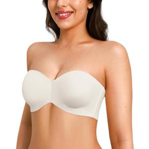 Bandeau Strapless Bras for Women Push Up Bra Support Bralettes Minimizer Unlined Underwire Everyday Bras Tube Top (38B)