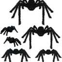 Nirohee Halloween Decorations Outdoor,6 Pack Giant Spider Halloween Party Decor Large Outside Decorations,Scary Spiders with Bendable Legs for Lawn,Yard,Spider Web,Wall,Window (1 ft - 3 ft)