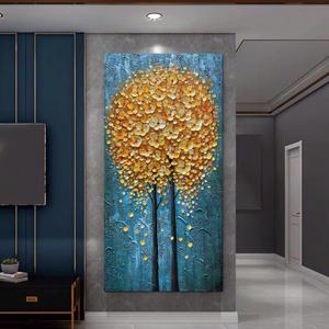Yotree Paintings, 24x48 Inch Paintings Yellow Flowers Oil Hand Painting 3D Hand-Painted On Canvas Abstract Artwork Art Wood Inside Framed Hanging Wall Decoration Abstract Painting