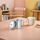 Amosfun Stainless Steel Water Cup with Lid and Handle 4.33X3.14 Inch Metal Milk Mug for Coffee Tea Home Office Travel (0 Ounces, Silver)