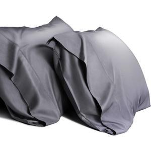 Cooling Queen Pillow Cases Set of 2 Breathable Cool Silky Soft Rayon Derived from Bamboo Fabric, Moisture Wicking for Hot Sleepers,Hair and Skin Friendly,Dark Grey,2 Pack,20x30IN