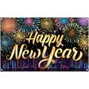 KatchOn, XtraLarge Happy New Year Banner - 72x44 Inch | Firework New Year Backdrop for New Years Decorations 2026 | New Years Eve Party Supplies 2026 | NYE Decorations 2026