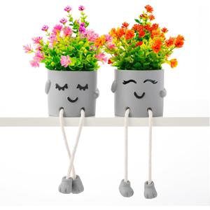 2 Packs Cute Fake Plants, Kawaii Artificial Potted Plants for Table Desk Home Bedroom Bathroom Office Shelf Office Wall Room Farmhouse Decor Artificial Plants B3 (Yin-pan-b3)