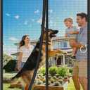 HOFUDON Upgraded Magnetic Screen Door Mesh, Full Strip Magnets, Heavy Duty Fiberglass Mesh, Door Screen Magnetic Closure for Single Door Size 32 x 80 Inch, Screen Door Size 35 x 82 Inch Black