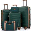 Luggage Sets 5 Piece Durable Suitcase Set with Spinner Wheels, Hard Shell Carry on Luggage with TSA Lock, Large Checked Travel Suitcases for Men and Women (DarkGreen)