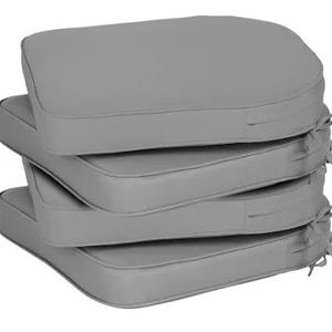 Pcinfuns Outdoor Chair Cushions Set of 4,Thick 19" x 19" x 3" Cushion for Patio Furniture,Round Corner Patio Chair Pads with Ties, Memory Foam Outdoor Seat Cushions,Deep Grey