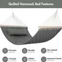 ANOW 2 Person Hammock with Spreader Bars and Detachable Pillow, Quilted Hammock for Outdoors Indoors, 450 LBS Weight Capacity, Gray