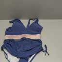 Blooming Jelly Women Tummy Control Swimsuits One Piece Slimming Modest Bathing Suit Color Block Drawstring Swim Suits (XX-Large, Navy Blue)