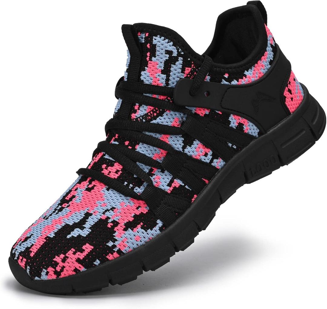 AOE Womens Fashion Walking Running Shoes Ultra Lightweight Breathable Mesh Tennis Shoes Non Slip Athletic Workout Gym Sneakers (Size 11, Camouflage Black)