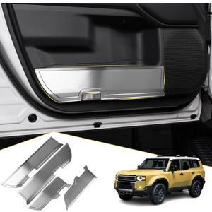 JYCDC Compatible with 2025 Toyota Land Cruiser 2024 Prado LC250 Stainless Steel Door Protection Panel, Protecting Your Door Decorative Panel from Kicking and Scratching 4Pcs(Silver)