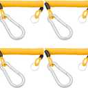 MECMO (4-Pack 4ft Breakaway Trailer Cable Emergency Brake Safety Cable Heavy Duty Stainless Steel Spring Towing Coiled Wire, Replacement Break Away Switch Safety Lanyard for RV Trailer Camper Boat