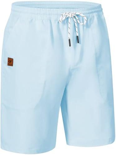 QPNGRP Men's Stretch Waist Casual Shorts with 5 Pockets Include 1 Zipper Pocket
