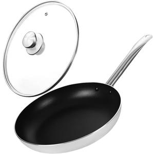 Nonstick Frying Pan, Professional Aluminum Skillet (Pan with Lid 11 inch)