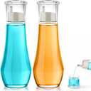 VITVITI Glass Mouthwash Dispenser for Bathroom, 8.8OZ Mouth Wash Container Bottle with Lid Cup, Small Clear Refillable Mouthwash Dispenser Decanter for Countertop, Set of 2