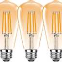 ST19 Vintage LED Edison Light Bulbs,E26 Led Bulb 25W Equivalent, Vintage LED Filament Bulbs,2.5W Warm White 2200K,250LM,Amber Glass, Non-Dimmable, 3 Pack